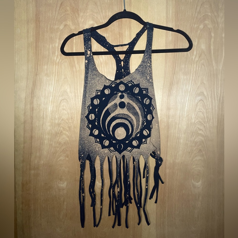 Handmade Bleach Art Braided, Cut & Studded Top